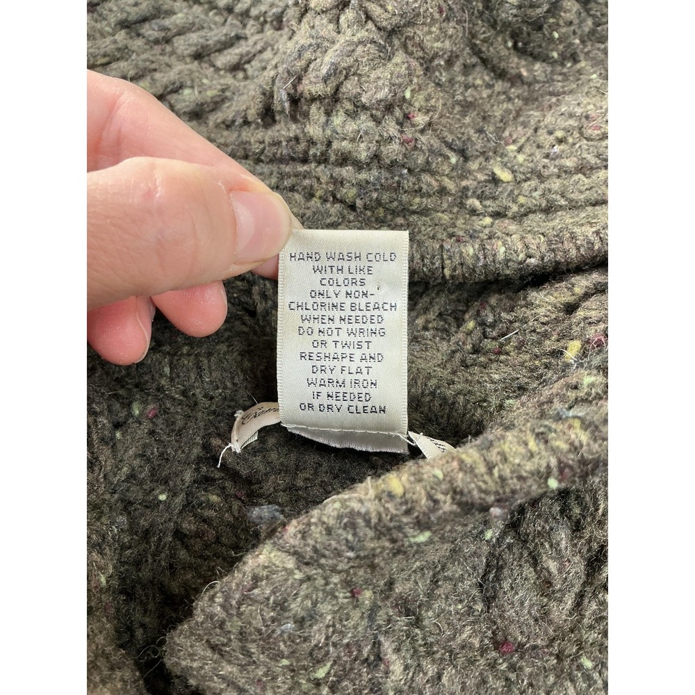 Cambridge Dry Goods Cardigan Sweater Womens M Green Wool Nylon Hooded Cable-Knit - Picture 3 of 8